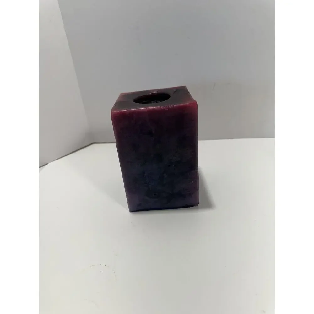 Sunset Mountains Square Pillar Candle Scented Hand Crafted USA Red Bordeaux VTG‎